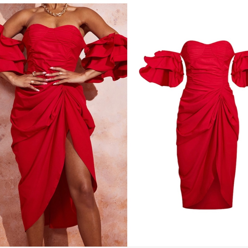 Red Bardot dress